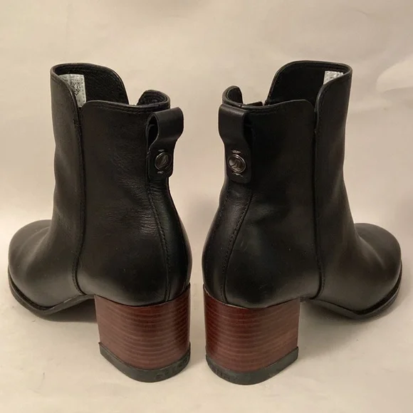 Sherry Top Sider Short Boots Black Leather Block Heels sz 9 Vietnam - Picture 3 of 10